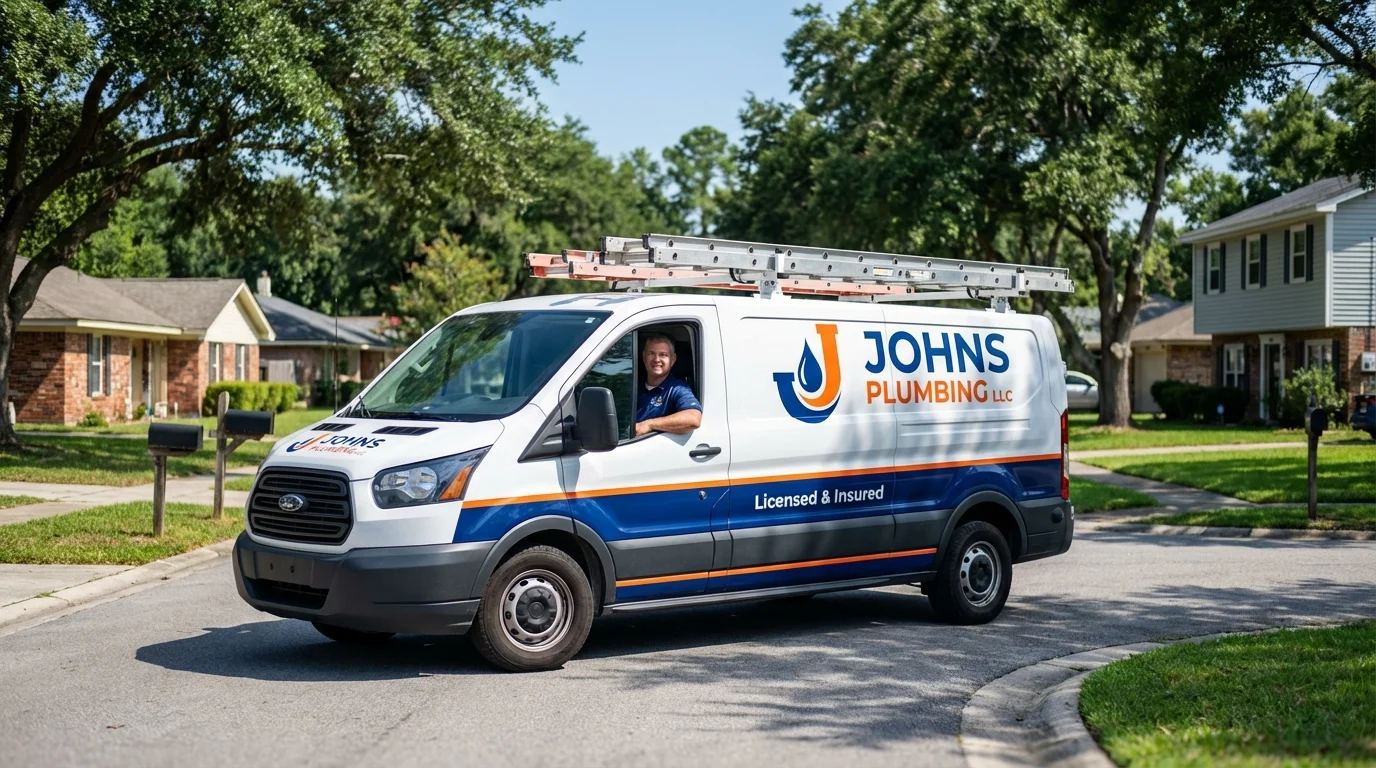 Johns Plumbing LLC service van in Somerville, NJ