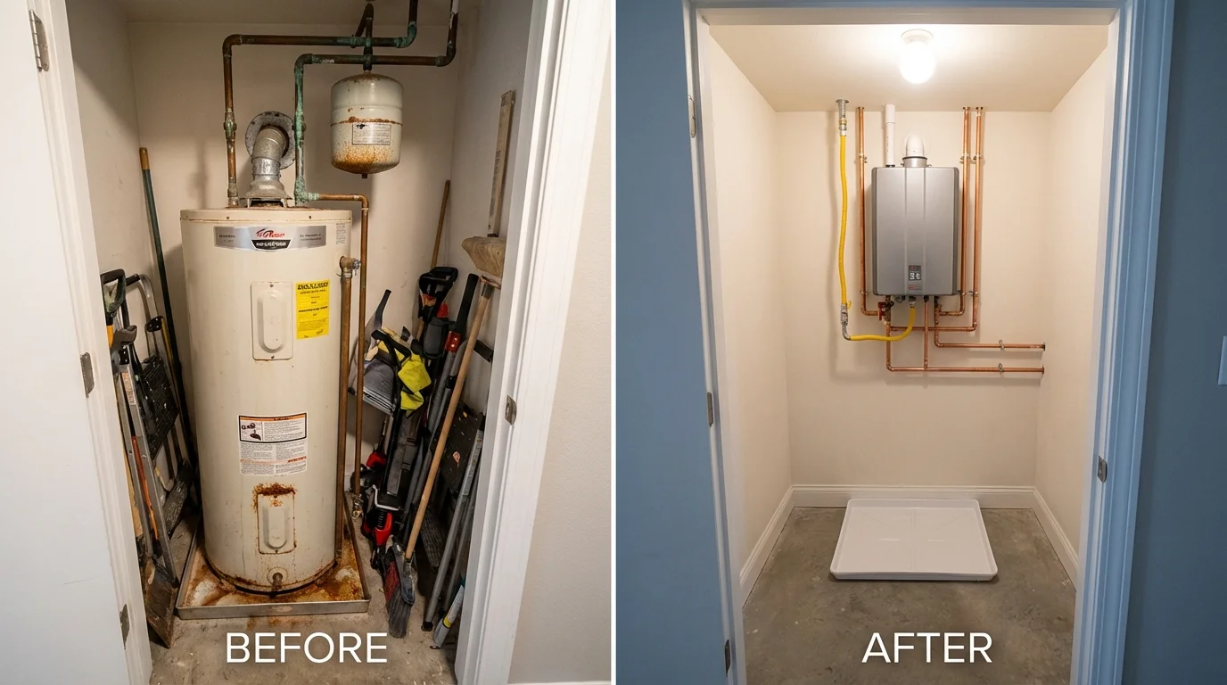 Tank water heater versus wall-mounted tankless unit comparison for Somerville, NJ homeowners